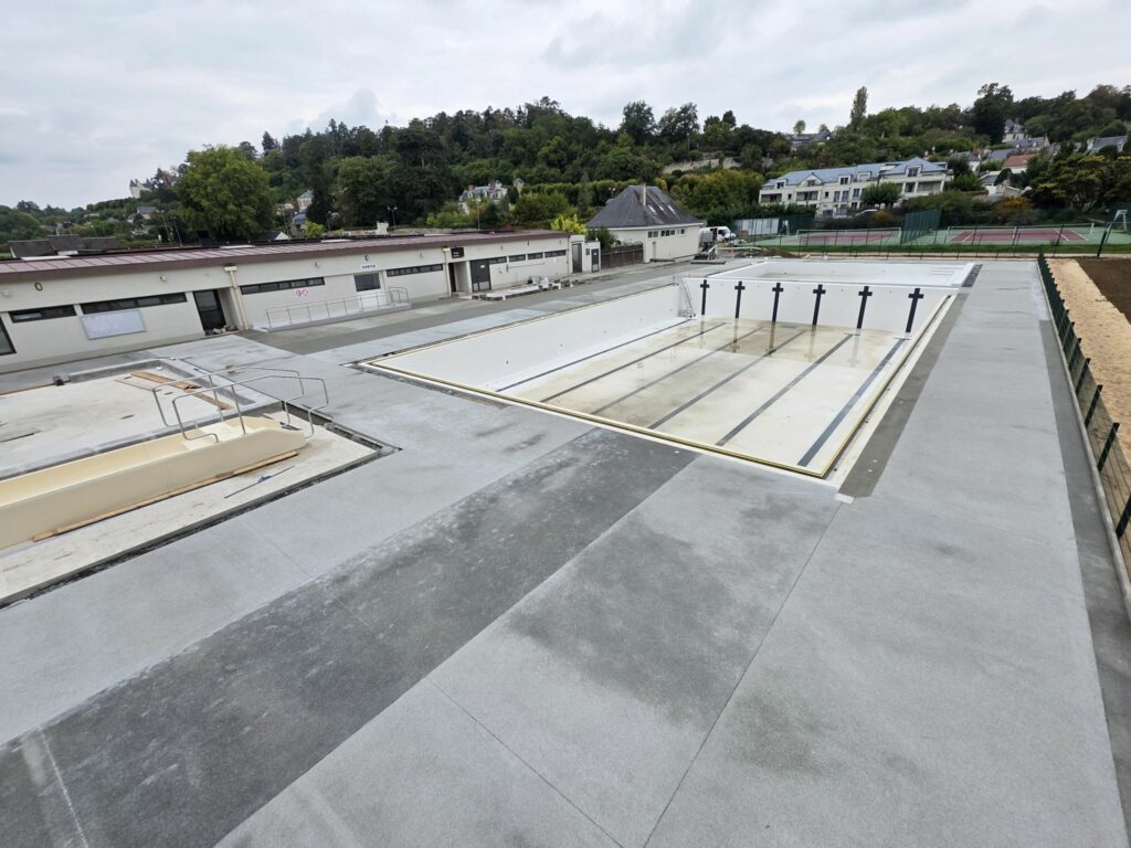 plage de piscine en béton poreux béton drainant